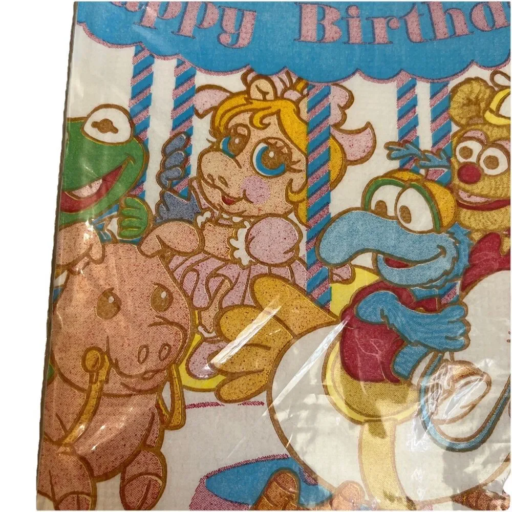 Vtg CA Reed Paper Table Cover Cloth Muppets Characters Jim Hensons 52in by 96in